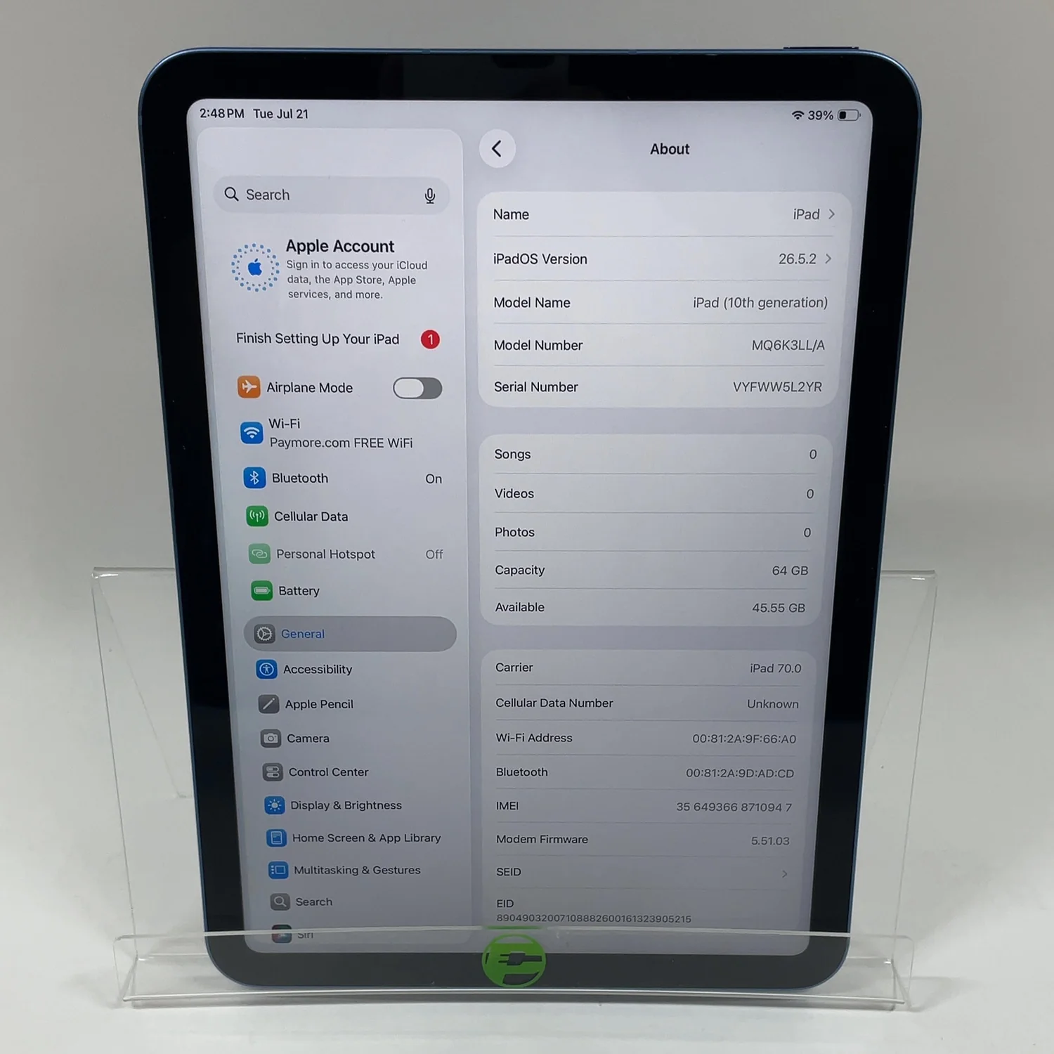 WiFi Only Apple iPad 10th Gen 64GB Blue MQ6K3LL/A - Image 3